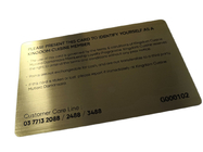 Cartão de visita de aço inoxidável dourado escovado com logotipo gravado