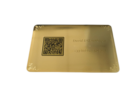 o QR Code do logotipo gravura em àgua forte dos cartões CR80 do metal do ouro 24K Silkscreen imprimir