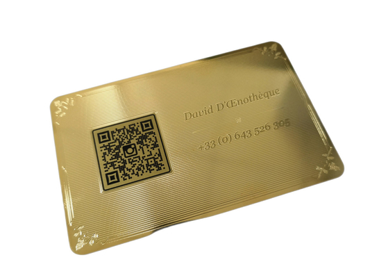 o QR Code do logotipo gravura em àgua forte dos cartões CR80 do metal do ouro 24K Silkscreen imprimir