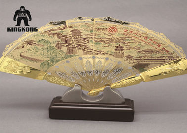 Estilo chinês decorativo de dobramento de aço da arte tradicional do fã do ouro/prata dos artesanatos