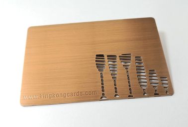 Logotipo cortado cartão de sócio escovado do metal do costume CR80 cobre clássico com texto gravura a água-forte