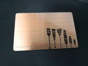 Logotipo cortado cartão de sócio escovado do metal do costume CR80 cobre clássico com texto gravura a água-forte