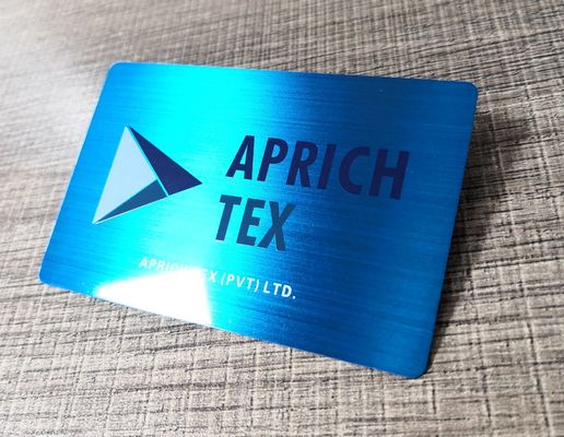 Cartões escovados azuis do metal do Vip 85x54mm do membro