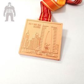 Medalha de ouro premiada quadrada redonda da medalha de ouro do metal de Rosa para fósforo running de Competetion da equipe